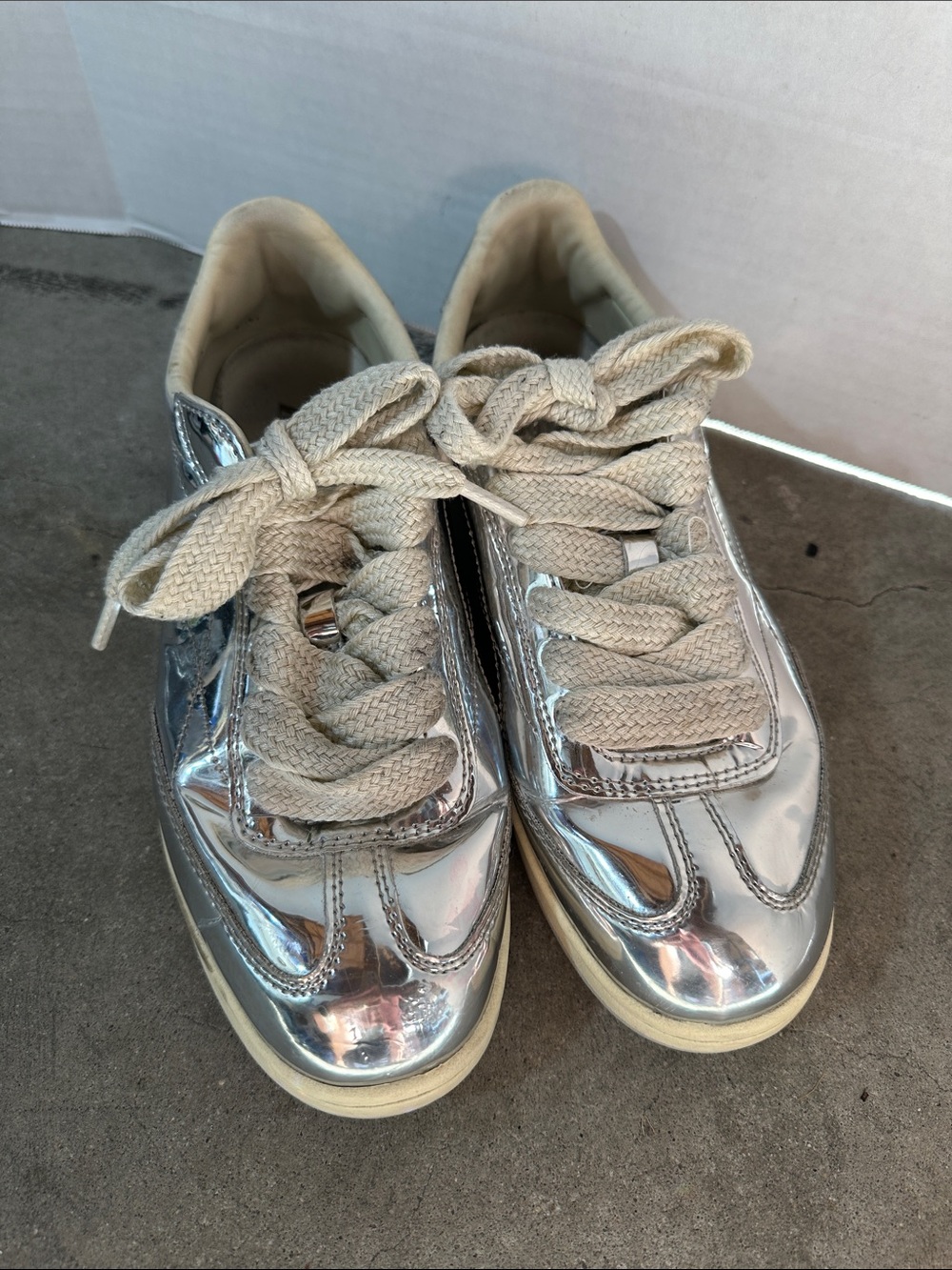 Zara Metallic Silver Low-Top Sneakers